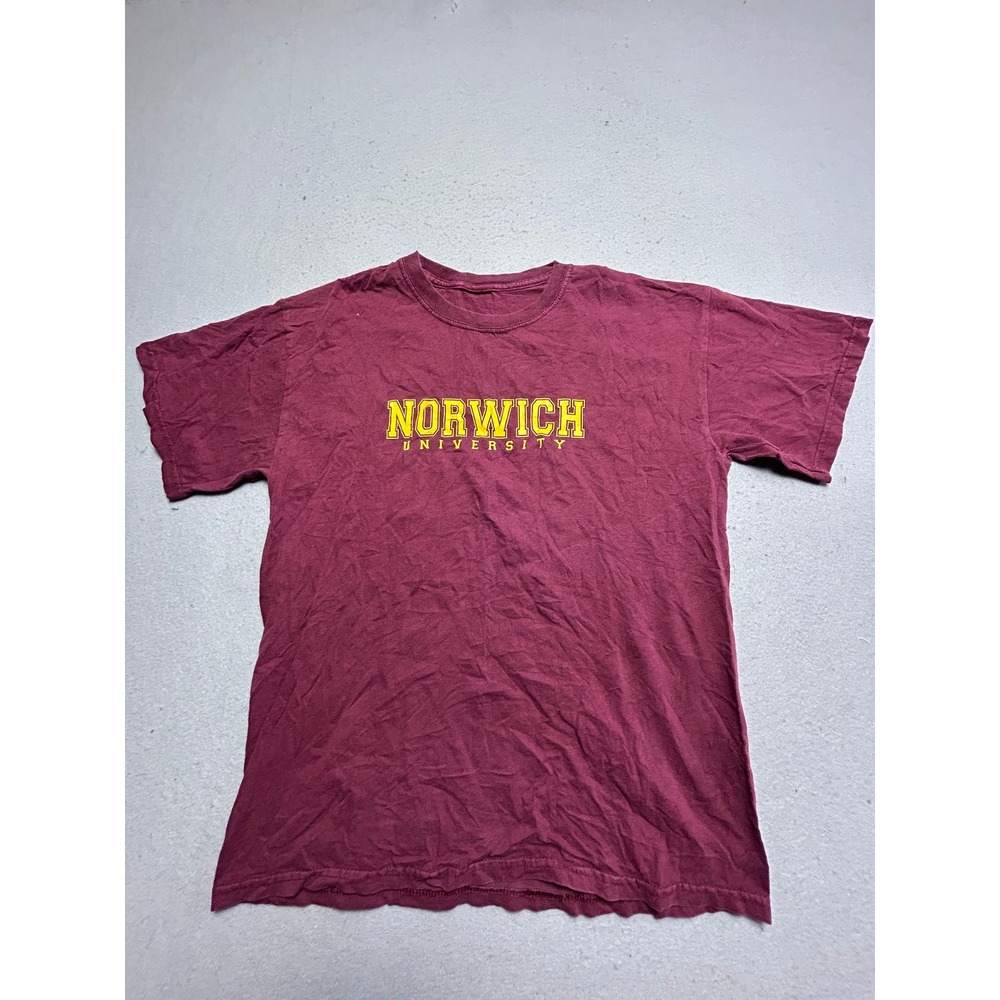 Norwich University T Shirt Cotton Maroon Yellow Medium Mens